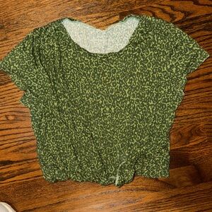 Anthropologie Green Leopard Print Women's Top